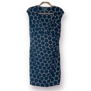 LAUREN RALPH LAUREN Polka Dot Jersey Knit Sheath Dress Cap Sleeves Size 14P